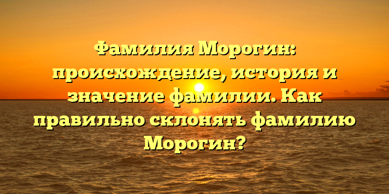 Фамилия Морогин: происхождение, история и значение фамилии. Как правильно склонять фамилию Морогин?