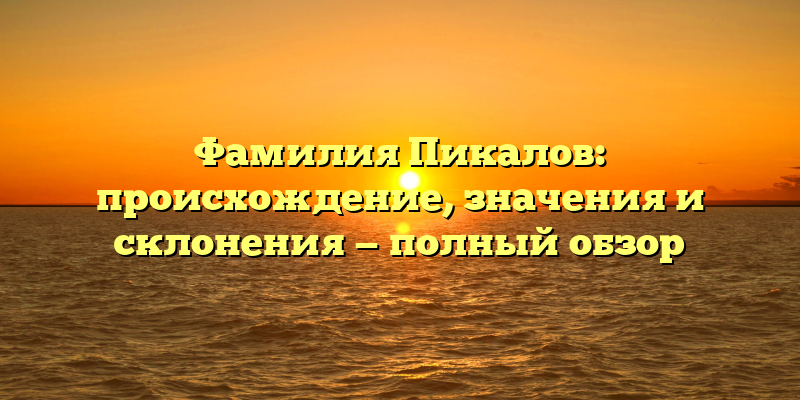 Фамилия Пикалов: происхождение, значения и склонения — полный обзор