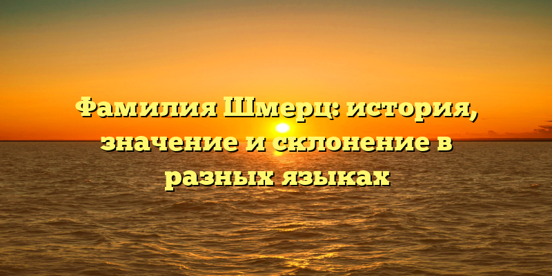Фамилия Шмерц: история, значение и склонение в разных языках