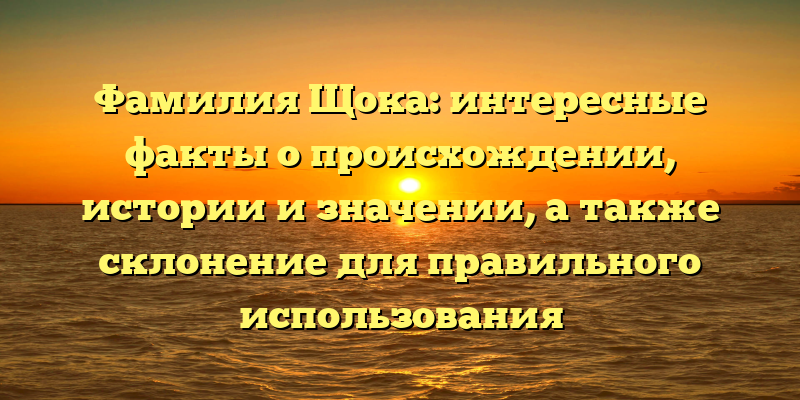 Фамилия Щока: интересные факты о происхождении, истории и значении, а также склонение для правильного использования