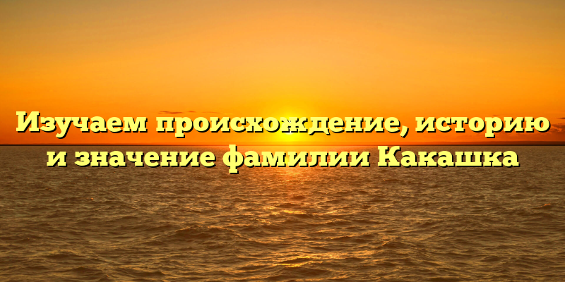 Изучаем происхождение, историю и значение фамилии Какашка