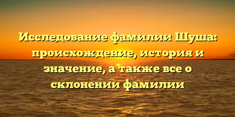 Исследование фамилии Шуша: происхождение, история и значение, а также все о склонении фамилии