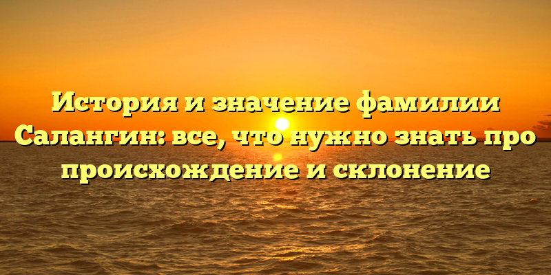 История и значение фамилии Салангин: все, что нужно знать про происхождение и склонение