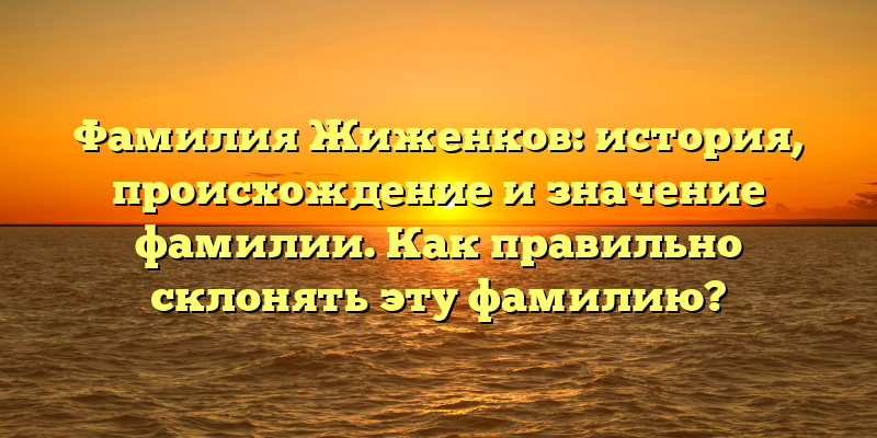 Фамилия Жиженков: история, происхождение и значение фамилии. Как правильно склонять эту фамилию?