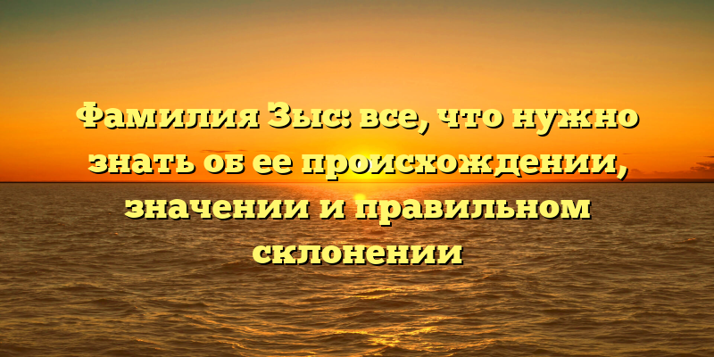Фамилия Зыс: все, что нужно знать об ее происхождении, значении и правильном склонении