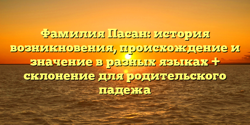 Фамилия Пасан: история возникновения, происхождение и значение в разных языках + склонение для родительского падежа