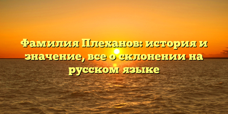 Фамилия Плеханов: история и значение, все о склонении на русском языке
