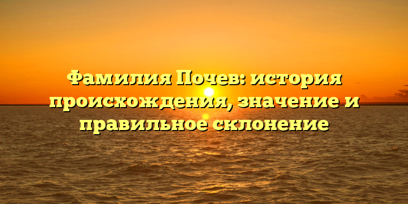 Фамилия Почев: история происхождения, значение и правильное склонение