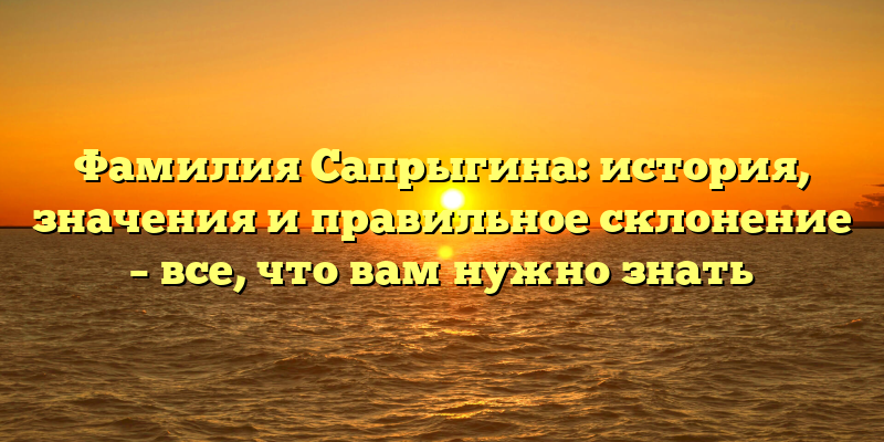 Фамилия Сапрыгина: история, значения и правильное склонение – все, что вам нужно знать