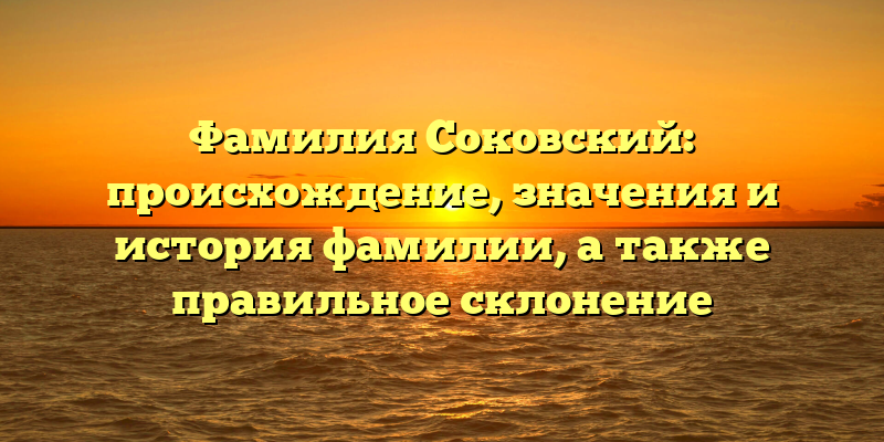 Фамилия Соковский: происхождение, значения и история фамилии, а также правильное склонение