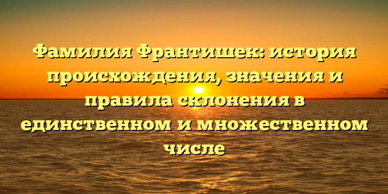 Фамилия Франтишек: история происхождения, значения и правила склонения в единственном и множественном числе