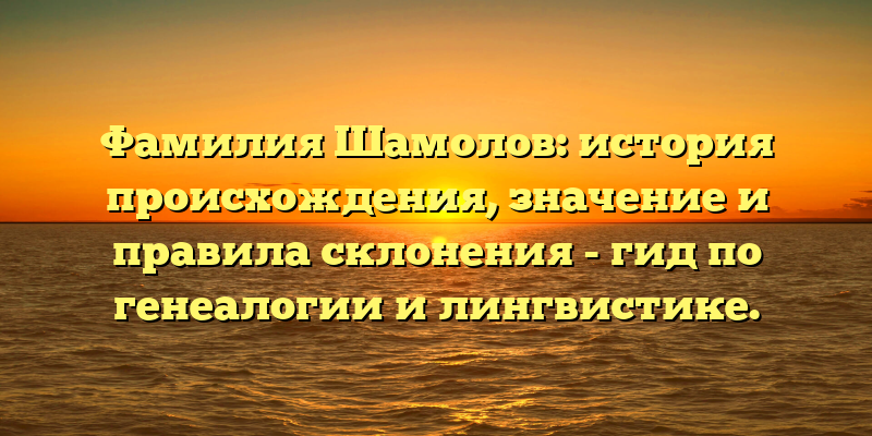 Фамилия Шамолов: история происхождения, значение и правила склонения - гид по генеалогии и лингвистике.
