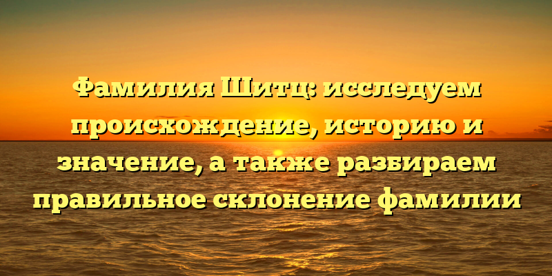 Фамилия Шитц: исследуем происхождение, историю и значение, а также разбираем правильное склонение фамилии