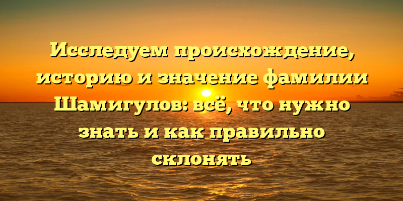 Исследуем происхождение, историю и значение фамилии Шамигулов: всё, что нужно знать и как правильно склонять