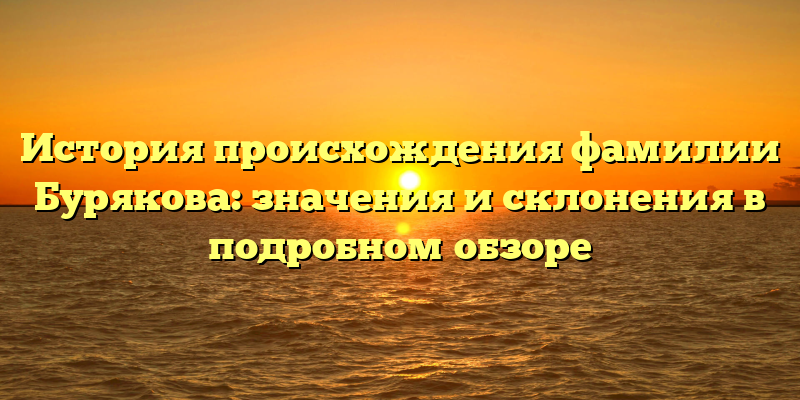 История происхождения фамилии Бурякова: значения и склонения в подробном обзоре