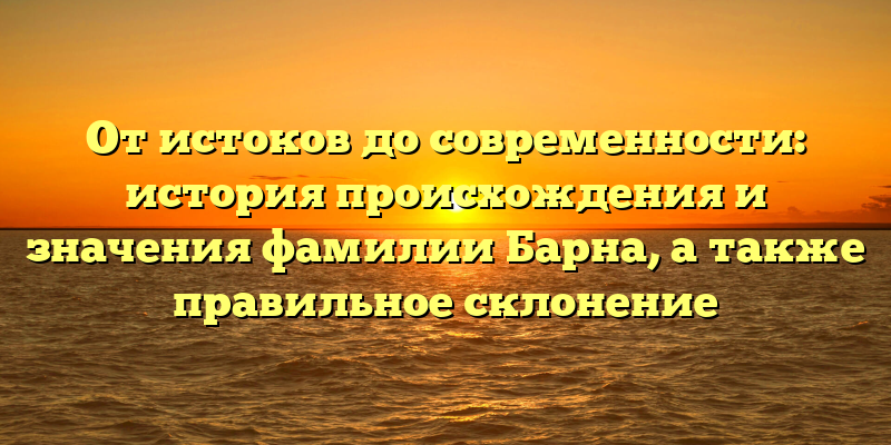 От истоков до современности: история происхождения и значения фамилии Барна, а также правильное склонение