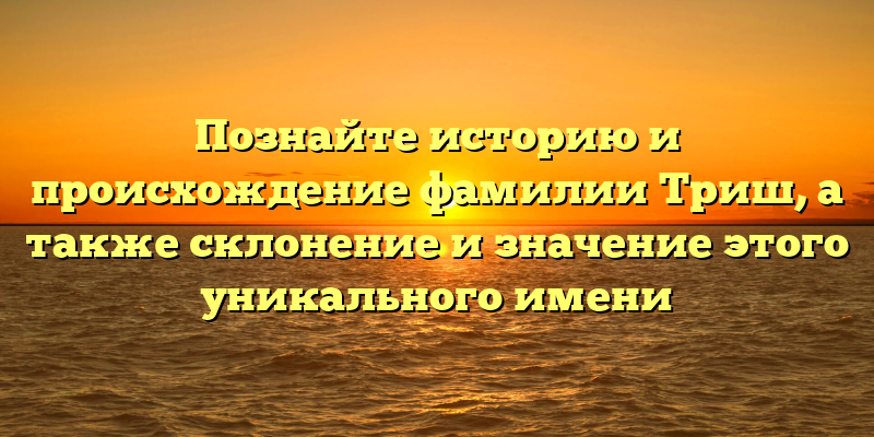 Познайте историю и происхождение фамилии Триш, а также склонение и значение этого уникального имени