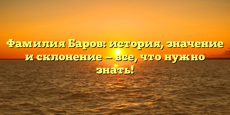 Фамилия Баров: история, значение и склонение — все, что нужно знать!