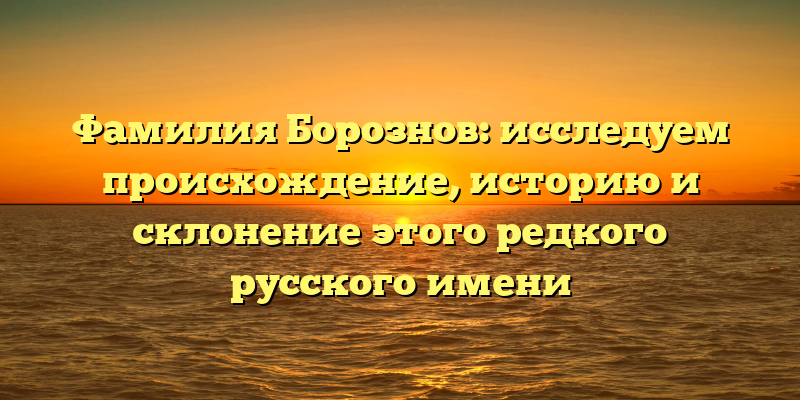 Фамилия Борознов: исследуем происхождение, историю и склонение этого редкого русского имени