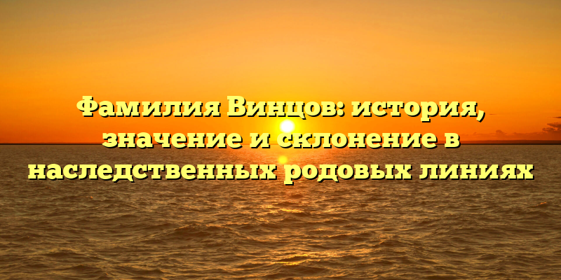 Фамилия Винцов: история, значение и склонение в наследственных родовых линиях