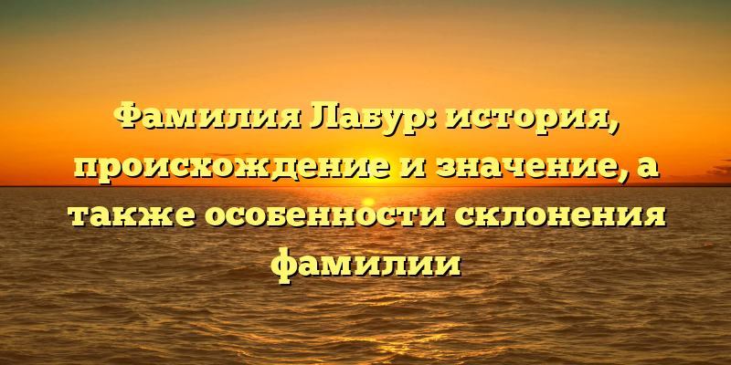 Фамилия Лабур: история, происхождение и значение, а также особенности склонения фамилии