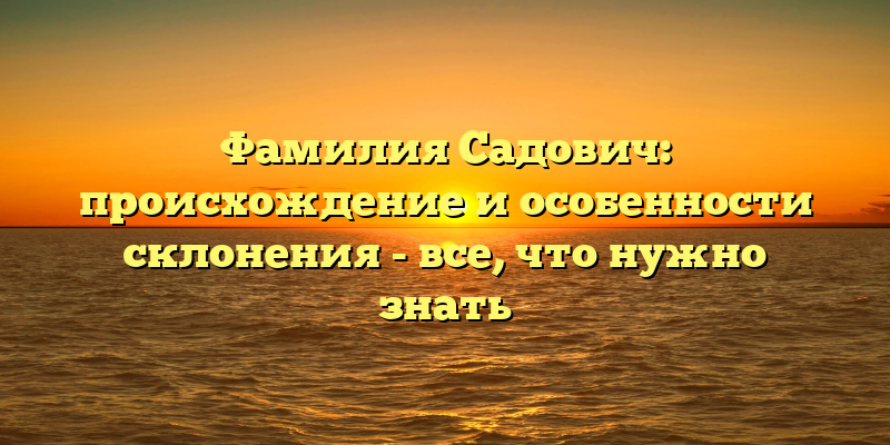 Фамилия Садович: происхождение и особенности склонения - все, что нужно знать
