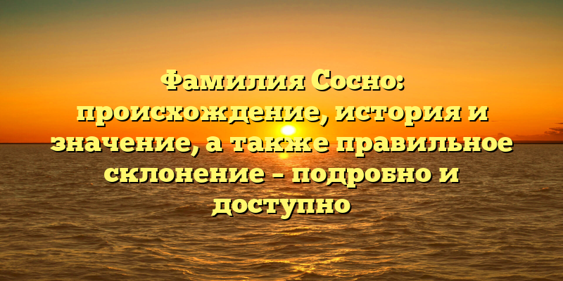 Фамилия Сосно: происхождение, история и значение, а также правильное склонение – подробно и доступно