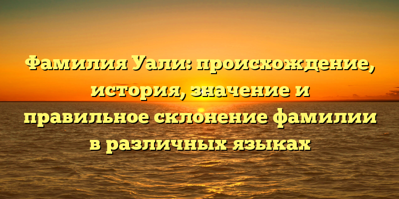 Фамилия Уали: происхождение, история, значение и правильное склонение фамилии в различных языках