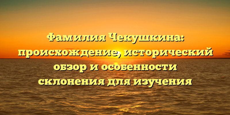 Фамилия Чекушкина: происхождение, исторический обзор и особенности склонения для изучения