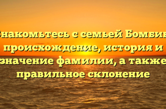 Знакомьтесь с семьей Бомбин: происхождение, история и значение фамилии, а также правильное склонение