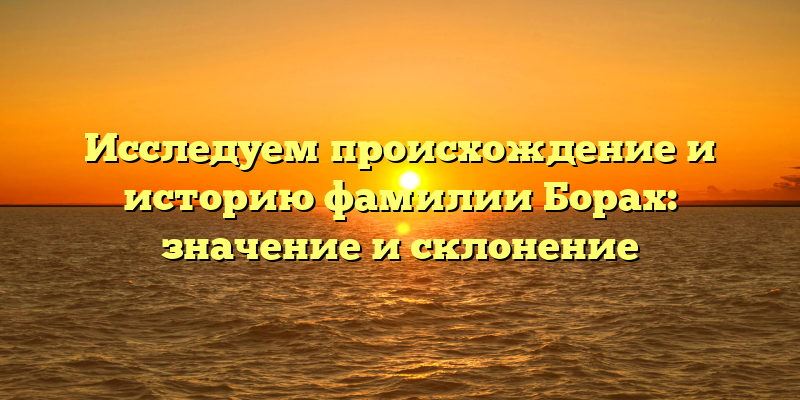 Исследуем происхождение и историю фамилии Борах: значение и склонение