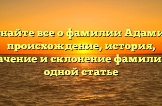 Узнайте все о фамилии Адамил: происхождение, история, значение и склонение фамилии в одной статье