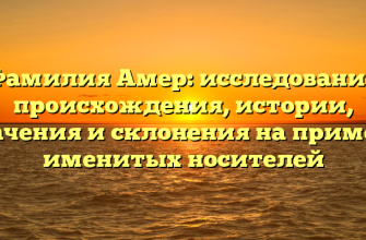 Фамилия Амер: исследование происхождения, истории, значения и склонения на примере именитых носителей