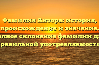 Фамилия Анзора: история, происхождение и значение. Полное склонение фамилии для правильной употребляемости.