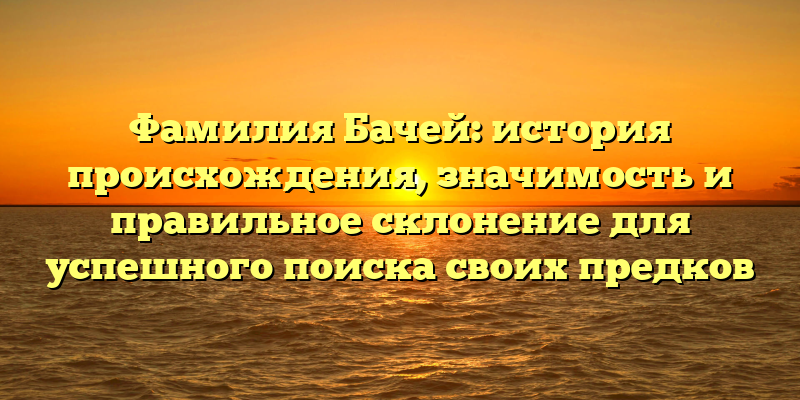 Фамилия Бачей: история происхождения, значимость и правильное склонение для успешного поиска своих предков