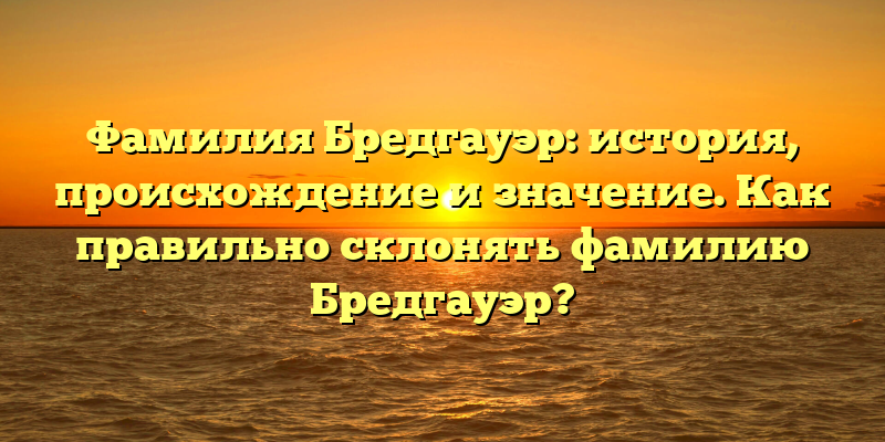 Фамилия Бредгауэр: история, происхождение и значение. Как правильно склонять фамилию Бредгауэр?