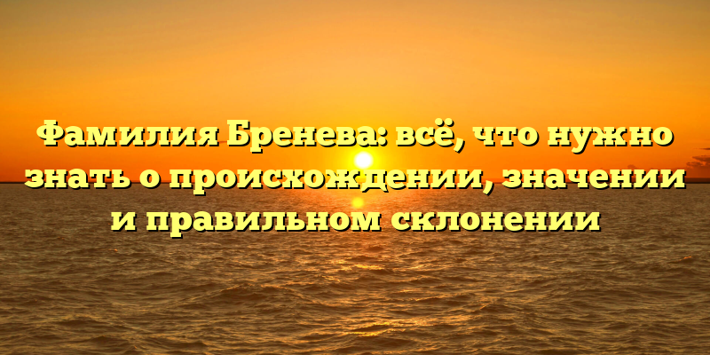 Фамилия Бренева: всё, что нужно знать о происхождении, значении и правильном склонении