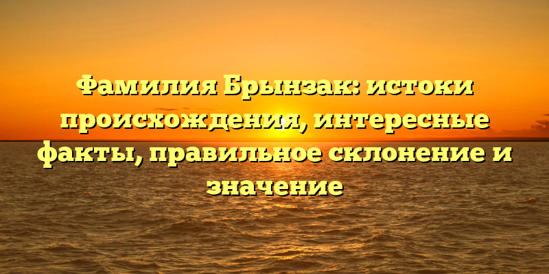 Фамилия Брынзак: истоки происхождения, интересные факты, правильное склонение и значение