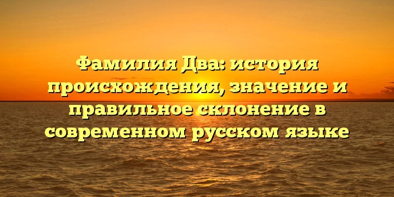 Фамилия Два: история происхождения, значение и правильное склонение в современном русском языке