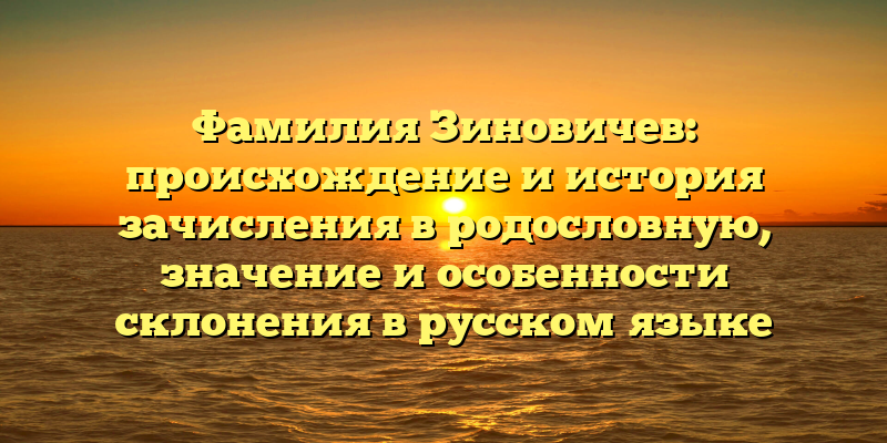 Фамилия Зиновичев: происхождение и история зачисления в родословную, значение и особенности склонения в русском языке