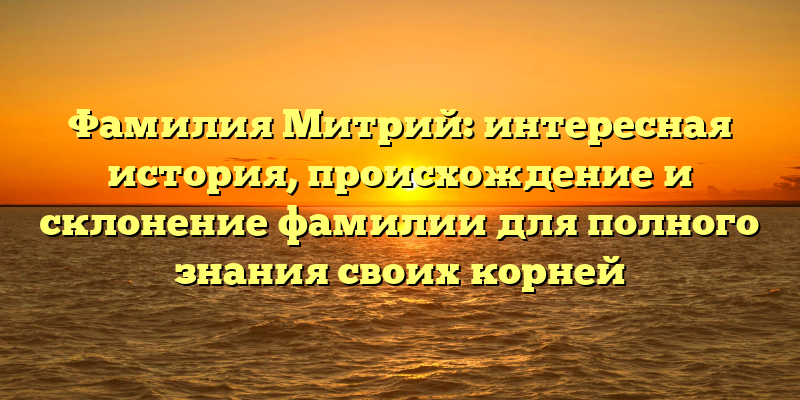 Фамилия Митрий: интересная история, происхождение и склонение фамилии для полного знания своих корней