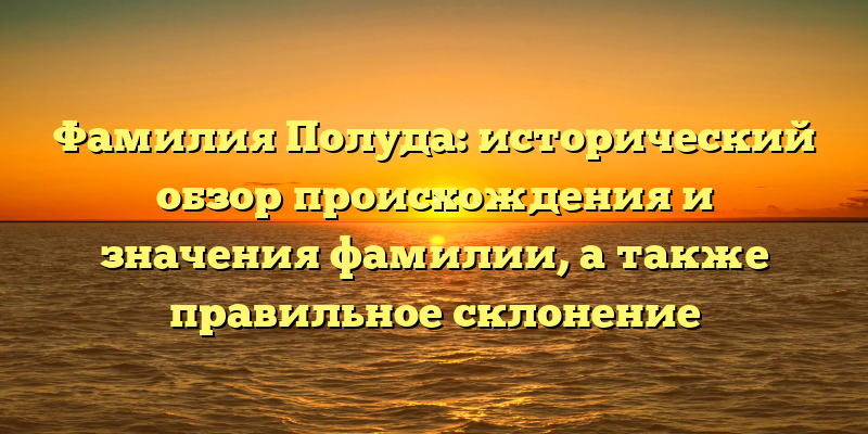 Фамилия Полуда: исторический обзор происхождения и значения фамилии, а также правильное склонение
