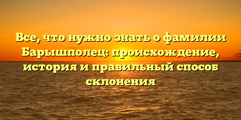 Все, что нужно знать о фамилии Барышполец: происхождение, история и правильный способ склонения