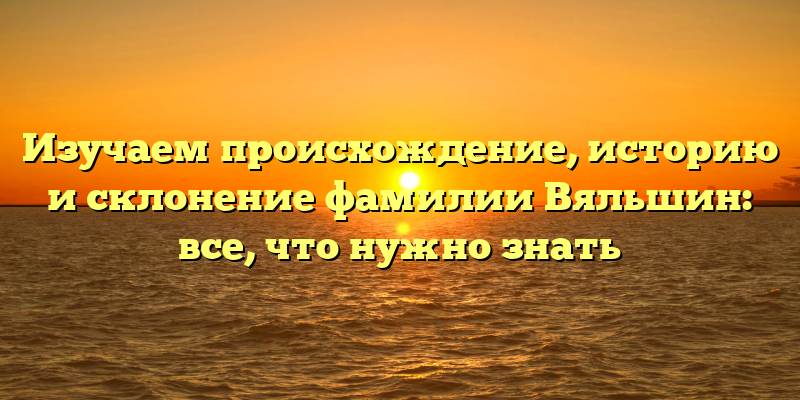 Изучаем происхождение, историю и склонение фамилии Вяльшин: все, что нужно знать