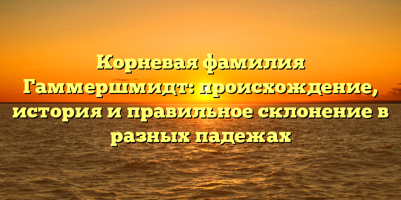 Корневая фамилия Гаммершмидт: происхождение, история и правильное склонение в разных падежах