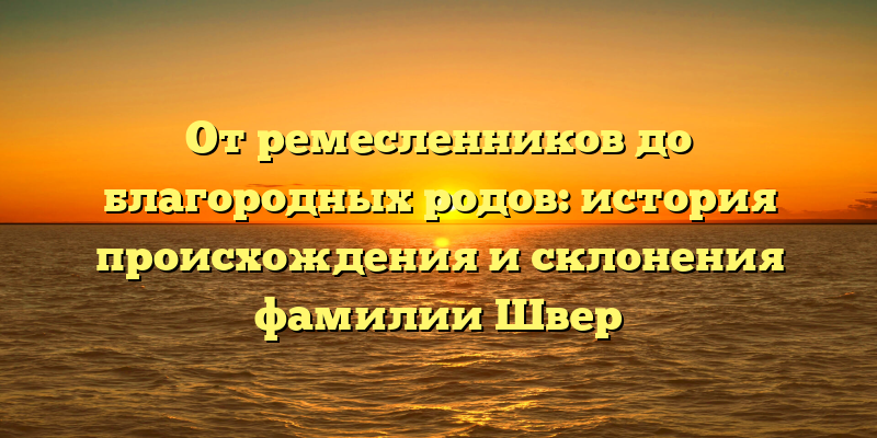 От ремесленников до благородных родов: история происхождения и склонения фамилии Швер