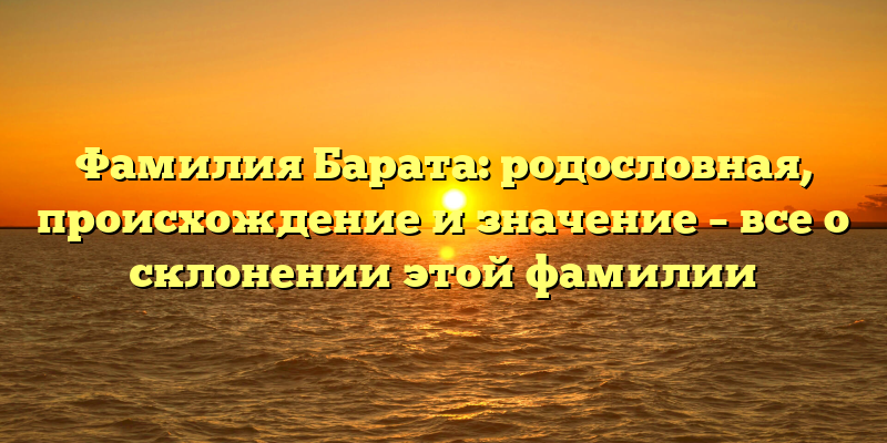 Фамилия Барата: родословная, происхождение и значение – все о склонении этой фамилии