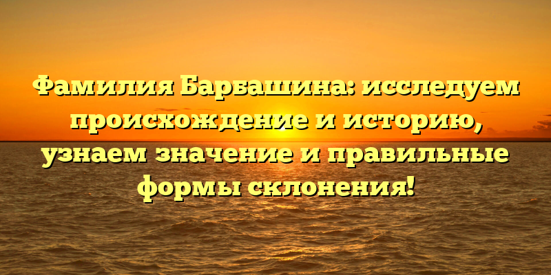 Фамилия Барбашина: исследуем происхождение и историю, узнаем значение и правильные формы склонения!