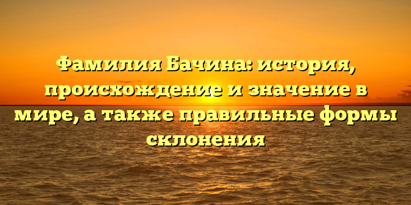 Фамилия Бачина: история, происхождение и значение в мире, а также правильные формы склонения