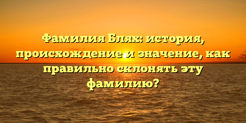 Фамилия Блях: история, происхождение и значение, как правильно склонять эту фамилию?